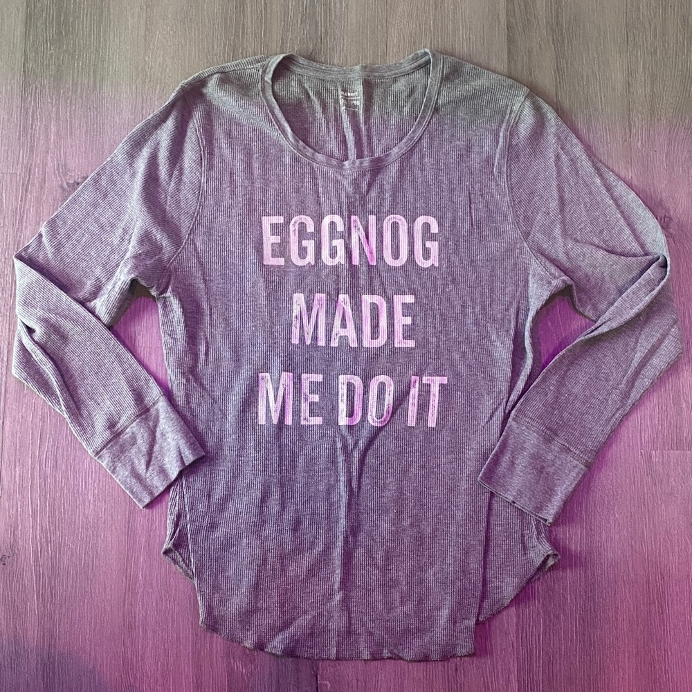 Old Navy Gray Long Sleeve Tee with Fun Slogan